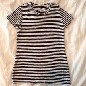 J Crew Black/white striped crew neck painter tee