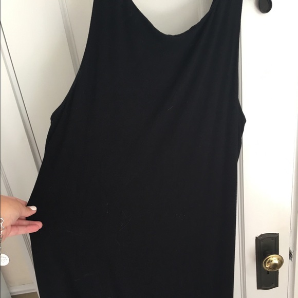 Eileen Fisher, jersey dress, black, size large.