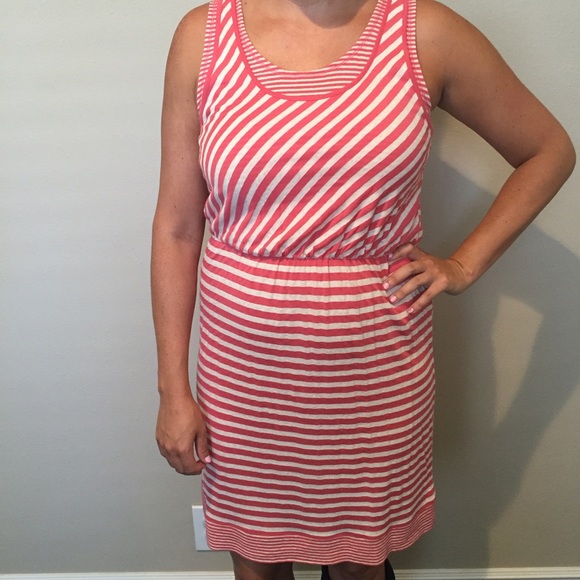 LOFT coral & white casual sundress