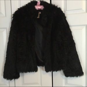 Black fake fur jacket