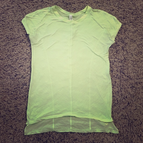 Yellow stripe lulu lemon work out tee