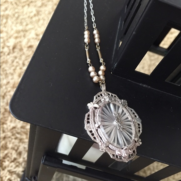 Vintage 1920's sterling and camphor necklace