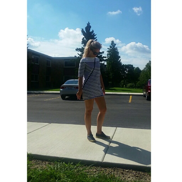 Black and White Striped Midi Dress