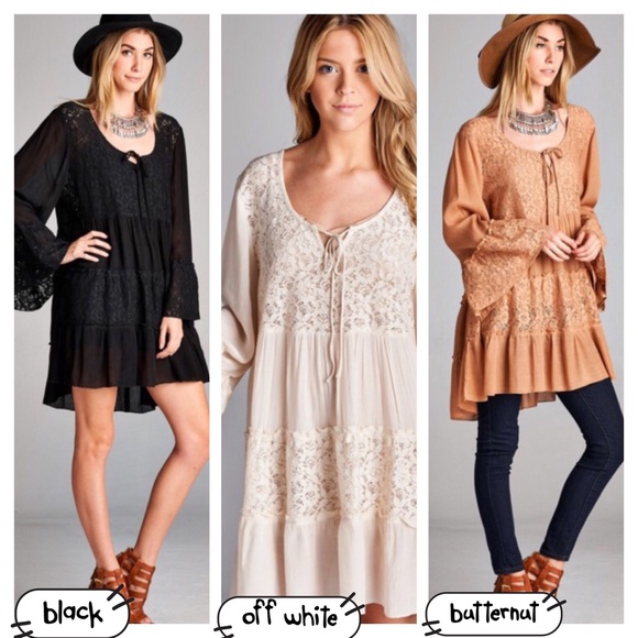 🌺HP 10/27🌺BEAUTIFUL LACE TIERED BOHO TUNIC/DRESS - Picture 4 of 4