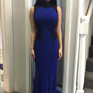 Sherri Hill Royal Blue Black Prom Dress
