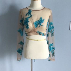 For Love & Lemons nude lace top