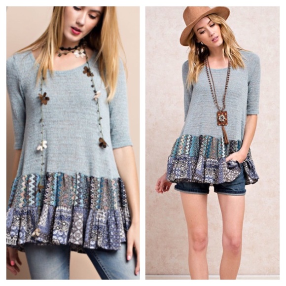 T.La Tops - SWEATER KNIT BABYDOLL TUNIC
