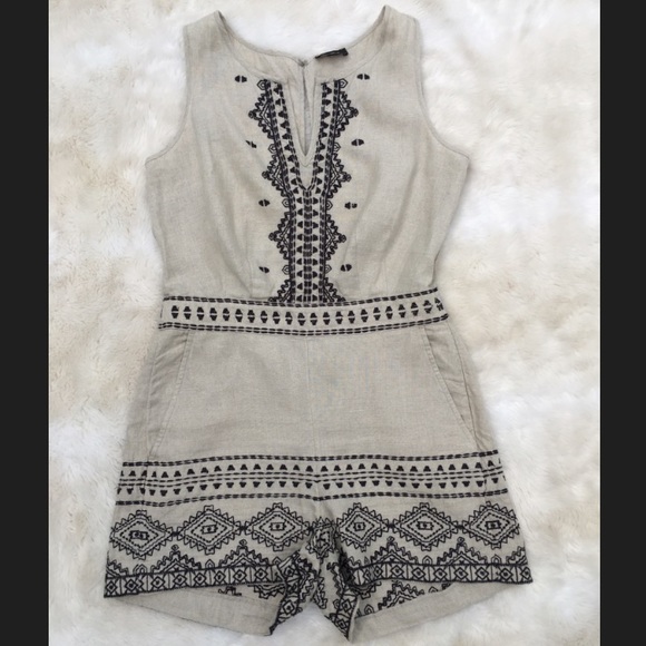 LOFT Embroidered Linen Romper