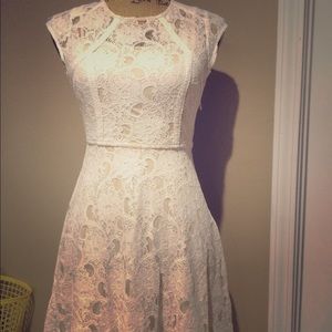 Full lace white dress with nude fabric underneath