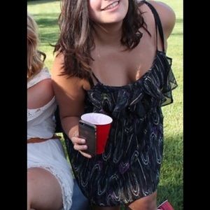 Ruffled Dark Peacock Dress