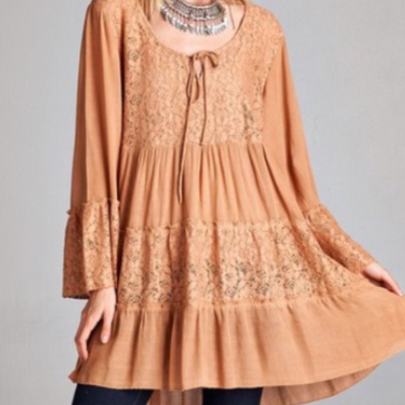 💥HP 11/21💥LACE DETAILED RUFFLE DRESS/TUNIC - Picture 2 of 2