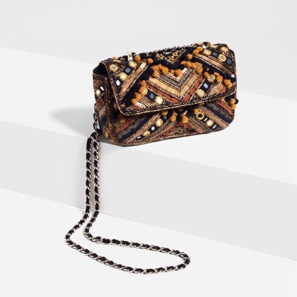 Embroidered cross body bag