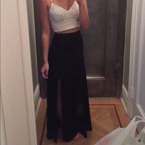 Black maxi skirt with slit