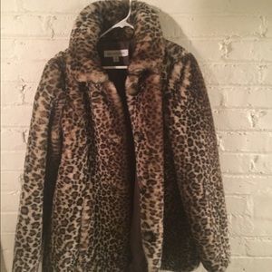 Faux fur cheetah print coat
