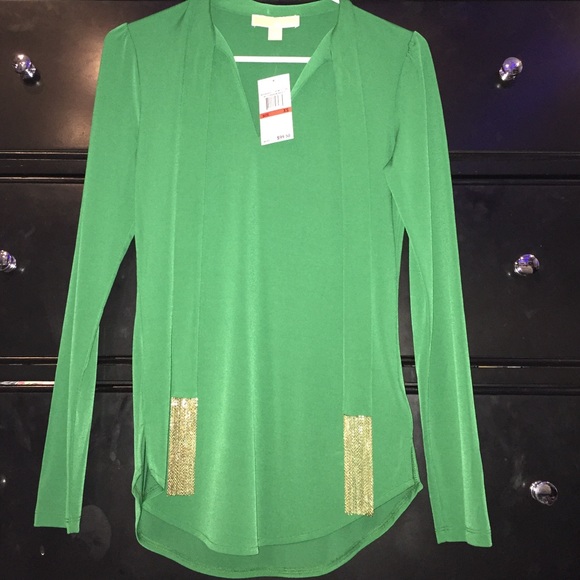 Michael Kors, Green, Long Sleeve Top, Size XS