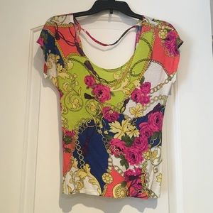 Floral open back shirt