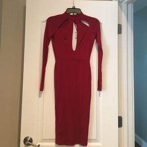 Red mid length dress