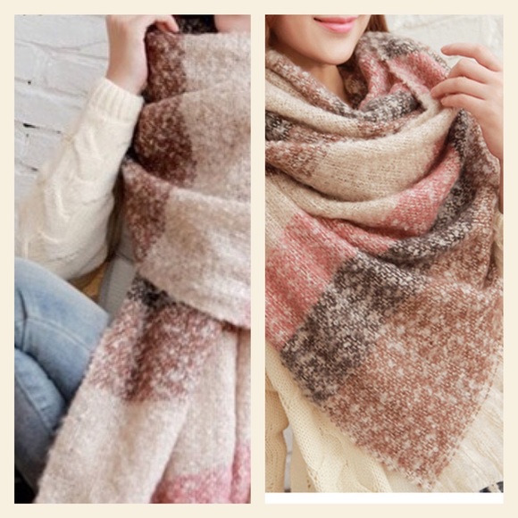 Boutique Accessories - CAFE AU LAIT Woven Mohair Blanket Scarf