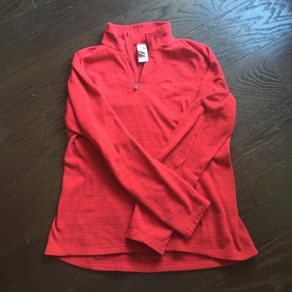 North Face Lightweight Red Fleece Zip Pullover