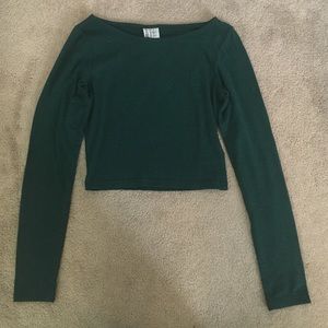 Green Long Sleeve Crop Top