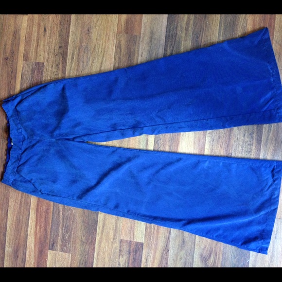 Blue bell bottom faux suede pants