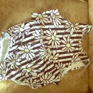 Daisy and stripes high waisted 2 piece swimsuit