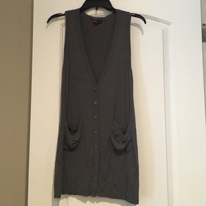 Long button down tank top sweater