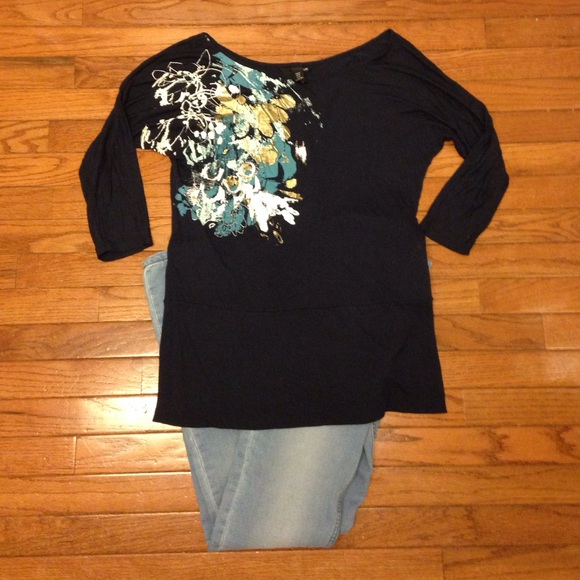 Navy gold/silver Design tunic style H&M shirt