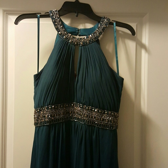 Beautiful blue green formal dress - halter style