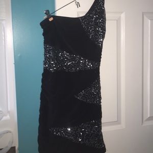 Skin tight black mini dress