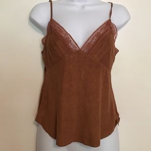 Brown faux suede tank