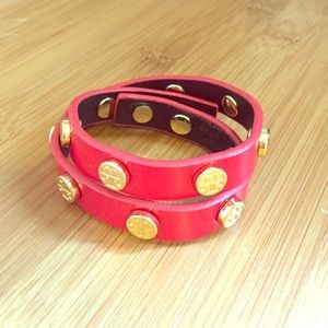Tory Burch Double Wrap Cuff with GOLD Studs