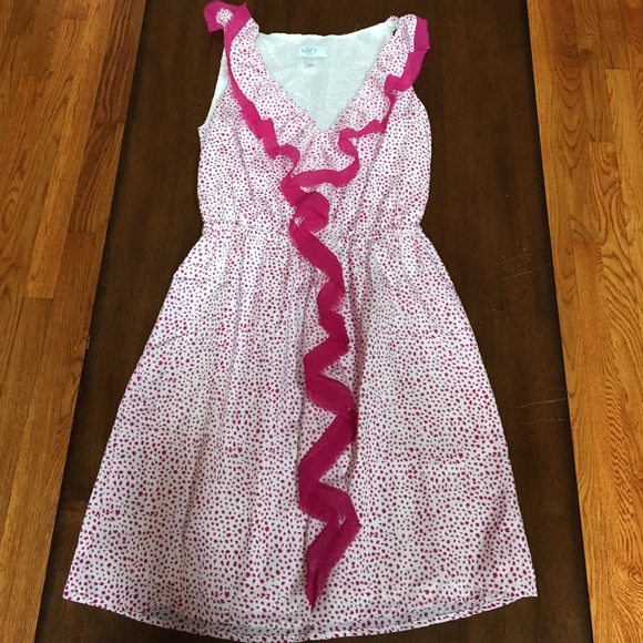 Pink polka dot ruffle dress