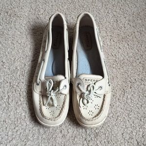 Cream Flower Cut-out Sperry Boat Shoes