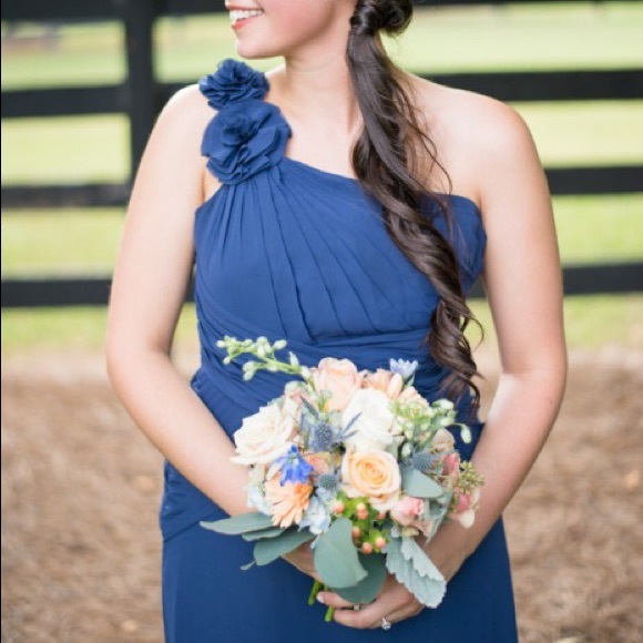 David's bridal Marine Chiffon Bridesmaid dress - Picture 1 of 4
