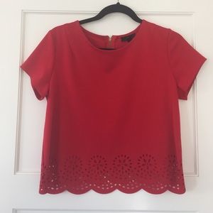 Red semi-crop top
