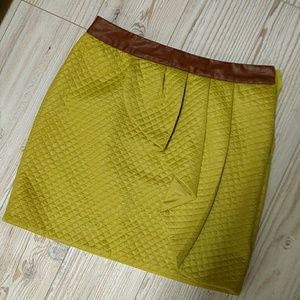 Anthropologie quilted mustard mini skirt