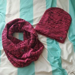 Pink beanie and scarf set