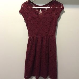 Wet seal burgundy babydoll lace dress