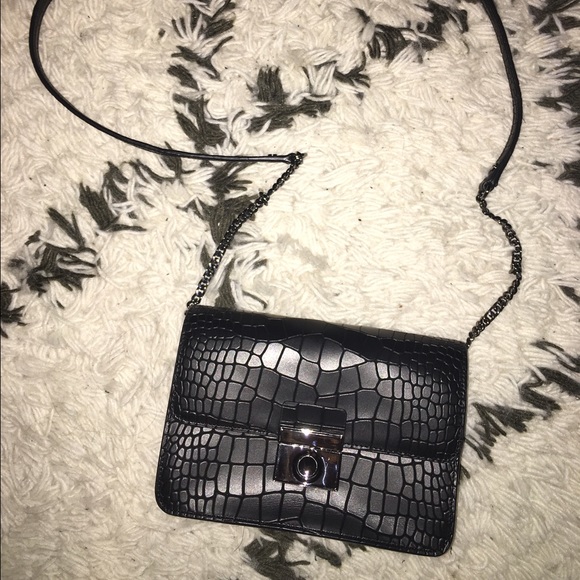 Milly Women's Crossbody Leather bag - Black Croc