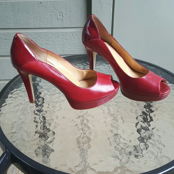 Red open toe heels