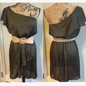 One Shoulder Olive Dress
