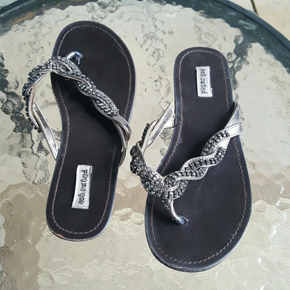 Rhinestone detail flip flops