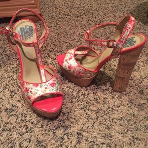 Brand new 5.75 inch high heeled cork shoes.