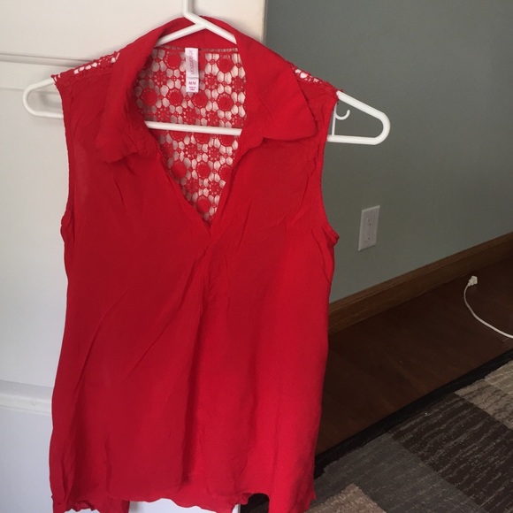 Red shirt with lace back