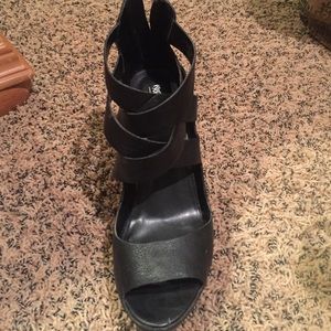 Strappy Black wedge heels