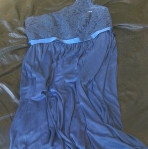 Long one shoulder navy blue dress