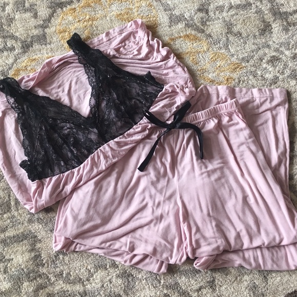 Sexy black lace and pink Pj set
