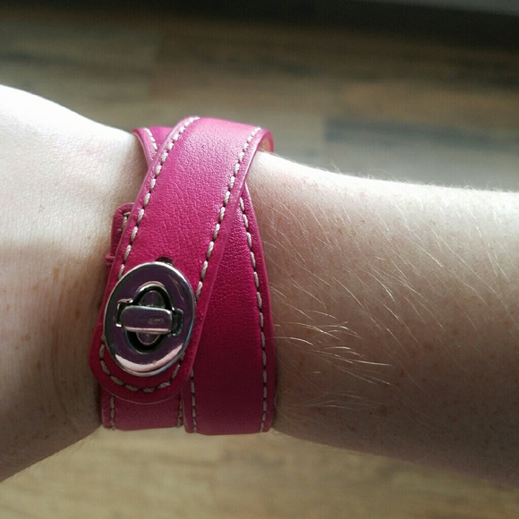 NWOT pink COACH leather bracelet