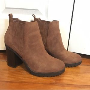 Mock suede heeled booties